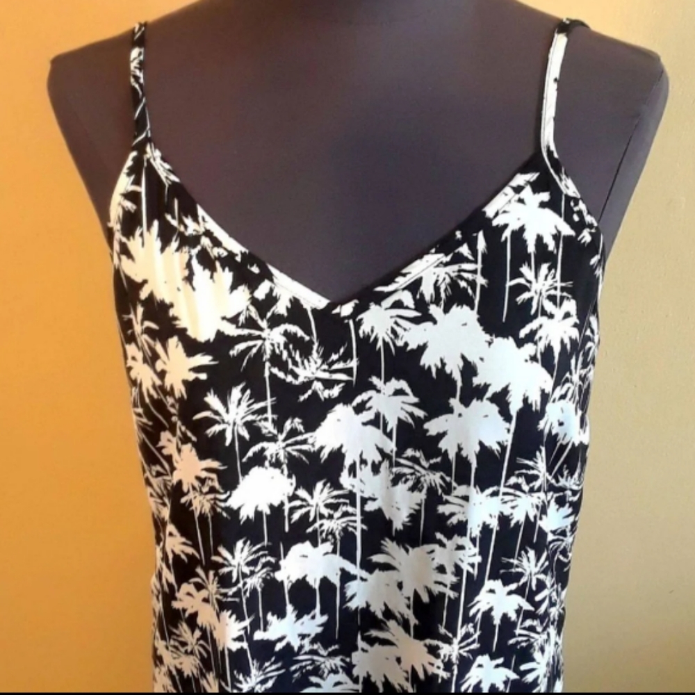 TROUVE Palm Tree Print Shift Dress Black/White Sm - Picture 4 of 8